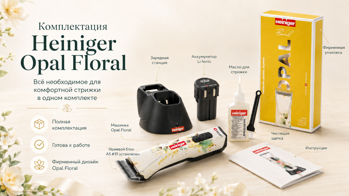 Профессиональная машинка Heiniger Opal Floral для стрижки Профессиональная машинка Heiniger Opal Floral для стрижки
