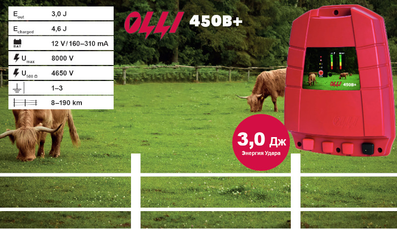 Olli 450B+ с энергией импульса 3,0 Дж является самым мощным аккумуляторным генератором Olli