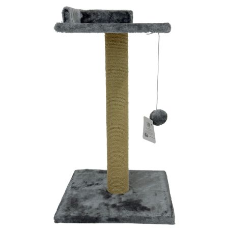 Когтеточка-лежак 35х35х60 см, c игрушкой, темно-серый