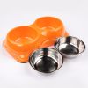 Миска двойная для кошек и собак со съемными металлическими чашами, 26.5x15.5x6 см, 150+150 мл, оранжевый