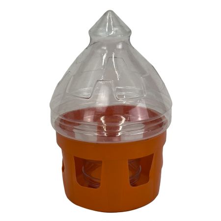 Поилка вакуумная 5 л с окошками для голубей, оранжевая