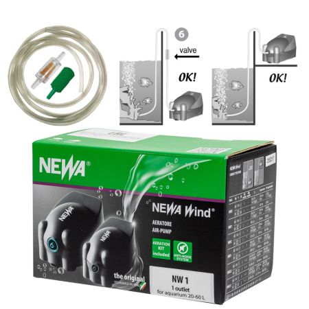 Компрессор аэратор для аквариума Newa Wind NW1 на 20-60 л 90 л/ч