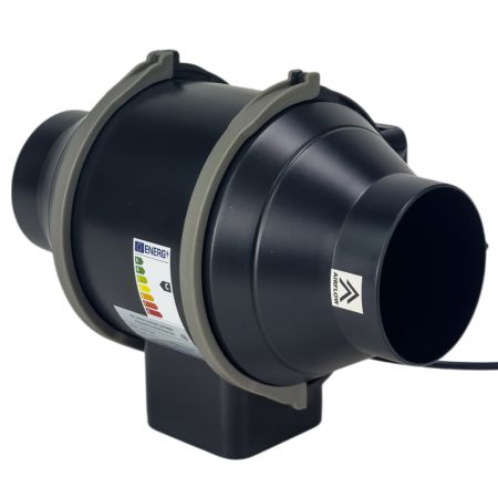 Вентилятор для гроубокса HobbyFarm канальный встроенный с регулятором, бесшумный, 4", пластик