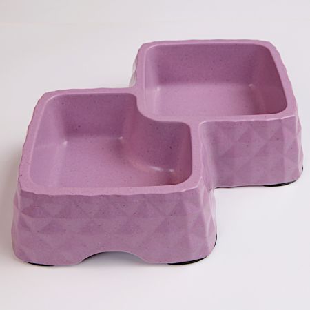 Миска двойная, 29.9x18.9x5.5 см, 360+430 мл, фиолетовый