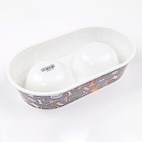 Миска двойная, 23.5×14×5 см, 150+150 мл, синий Миска двойная, 23.5×14×5 см, 150+150 мл, синий