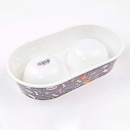 Миска двойная, 23.5×14×5 см, 150+150 мл, синий