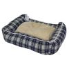 Лежак с бортом 52х41х16 см, съемная меховая подушка, крупная клетка