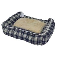 Лежак с бортом 62х50х17 см, съемная меховая подушка, крупная клетка Лежак с бортом 62х50х17 см, съемная меховая подушка, крупная клетка