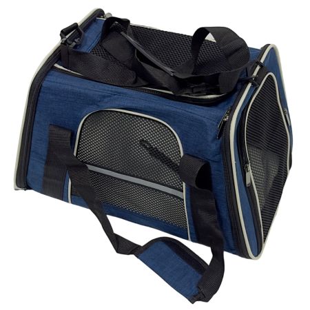 Сумка переноска складная для собак и кошек 45х30х30 см, синяя