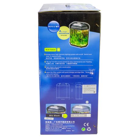 Аквариум Boyu LJ-380 25 л с системой фильтрации и освещением, черный