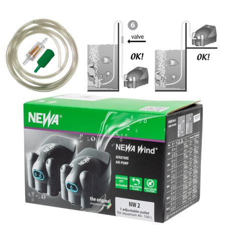 Компрессор аэратор для аквариума Newa Wind NW2 регулируемый на 40-100 л 110 л/ч