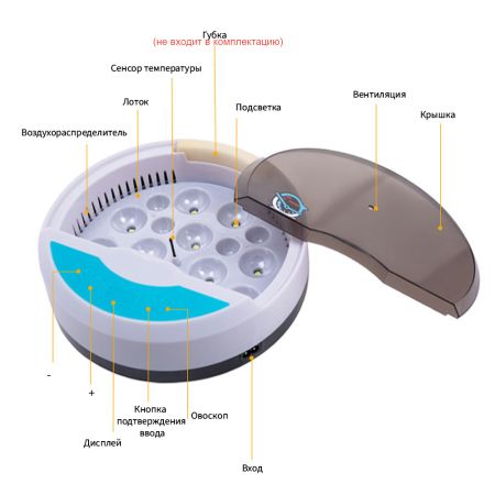 Инкубатор HHD 9 мини автоматический с овоскопом на 9 яиц