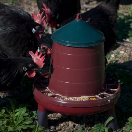 Кормушка бункерная ECO Recycled 2 кг с решеткой с круглыми отверстиями на ножках