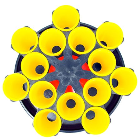 Установка для убоя перепелов 14 конусов, карусельная, со стойкой, пластик, сталь