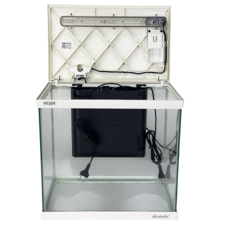 Аквариум Newa Mirabello MIR 40 LED, 40 л, с фильтром, нагревателем и освещением рассвет-закат, белый NEW VERSION