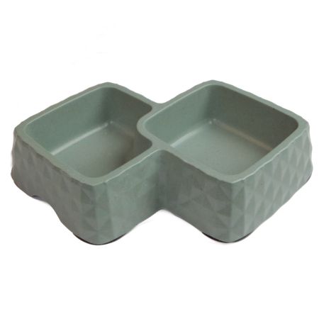 Миска двойная, 29.9x18.9x5.5 см, 360+430 мл, зеленый