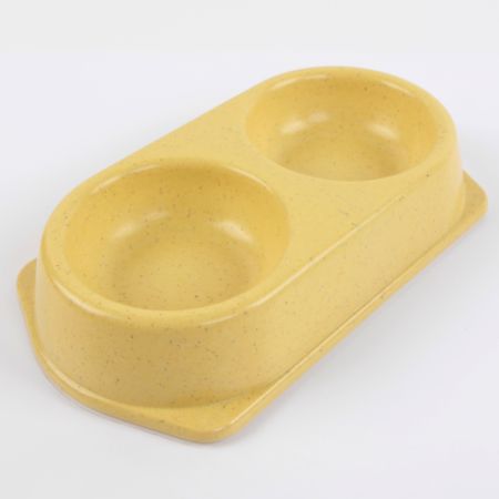 Миска двойная, 25x14x4.5 см, 180+180 мл, желтый