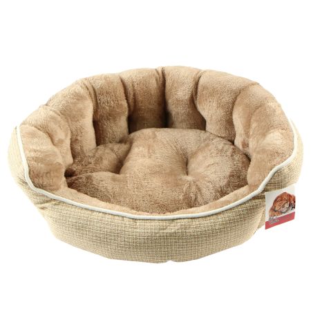 Лежак с бортом 48х42х17 см, меховой, съемная подушка, бежевый