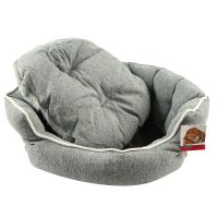 Лежак с бортом 68х59х22 см, меховой, съемная подушка, темно-серый Лежак с бортом 68х59х22 см, меховой, съемная подушка, темно-серый