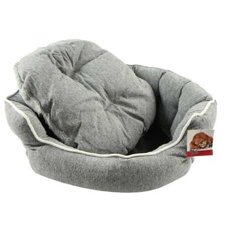 Лежак с бортом 68х59х22 см, меховой, съемная подушка, темно-серый