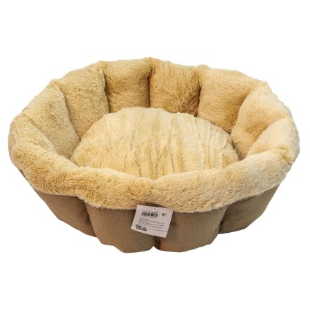 Лежак Pet Choice для собак и кошек, круглый с бортом 65х65х18 см, меховой, коричневый