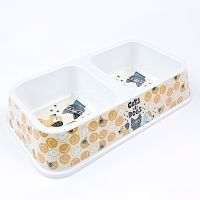Миска двойная, 33×18.5×7 см, 670+670 мл, желтый Миска двойная, 33×18.5×7 см, 670+670 мл, желтый