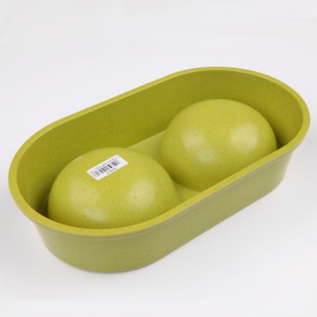 Миска двойная, 26.5x15х5.5 см, 290+290 мл, зеленый