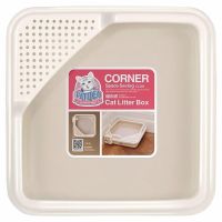 Лоток для кошек Catidea 44х44х14,5 см с совком, кремовый