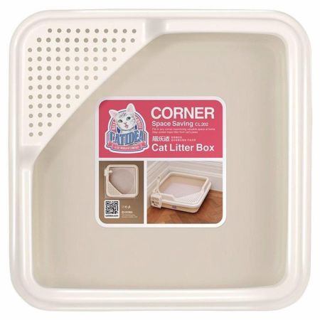 Лоток для кошек Catidea 44х44х14,5 см с совком, розовый