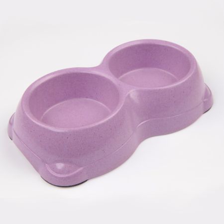 Миска двойная, 26×15×5.5 см, 250+250 мл, фиолетовый