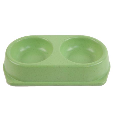 Миска двойная, 25x14x4.5 см, 180+180 мл, зеленый