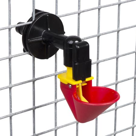 Поилка чашечная для мелкой птицы, пластик, с креплением на сетку