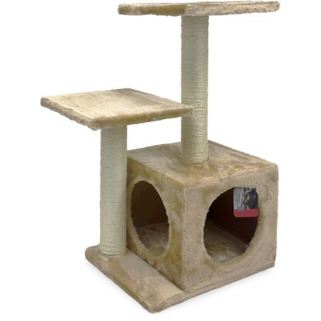 Когтеточка-комплекс с домиком 40х30х67 см, бежевый