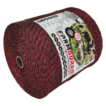 Провод для электропастуха FarmGuard красный с черным 2,5 мм / 1000 м / 3х0,16 мм