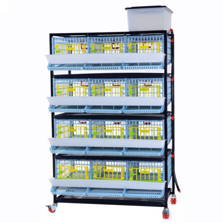 Клетка Comfortplast для перепелов с яйцесборником 3 секции, 4 яруса, 98x61x163 см, пластиковая