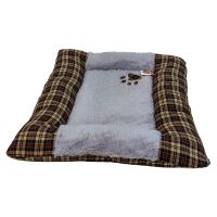 Лежанка матрас для собак 95х75х10 см, серый, клетка коричневая с красным Лежанка матрас для собак 95х75х10 см, серый, клетка коричневая с красным