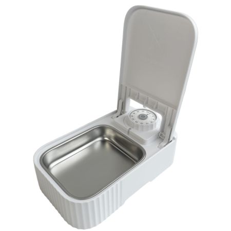 Автокормушка Petzengo PF22-S Solo 1 секция 350 мл с миской из нержавеющей стали с охлаждением, для влажного и сухого корма, белая