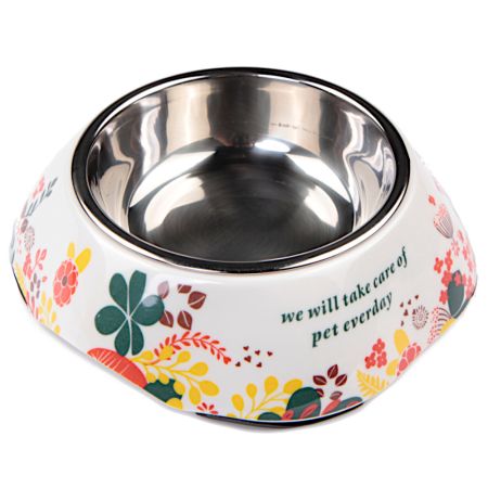 Миска для собак и кошек, 11x16x4.8 см, 180 мл, цветы