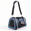 Сумка переноска складная для собак и кошек 46х28х29 см, синий/серый