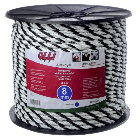 Трос для электропастуха Olli Shockteq 8 мм / 200 м / 1,60 Ω многожильный 