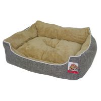 Лежак с бортом 50х43х20 см, меховой, съемная подушка, коричневый