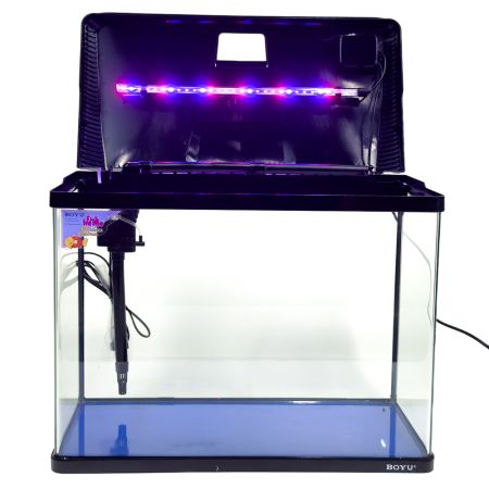 Аквариум Boyu EC-600 панорамный, 66 л, с фильтром и LED-лампой, черный