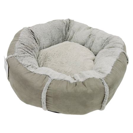 Лежак подушка Pet Choice для собак и кошек, круглый 56х56х15 см, меховой, серый