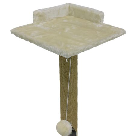 Когтеточка-лежак 35х35х60 см, с игрушкой, кремовый 