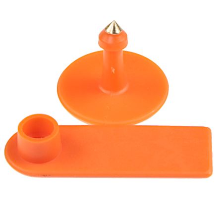 Бирка двойная 50х18 мм, оранжевая, прямоугольная, 100 шт. для свиней, коз, овец, собак и других животных