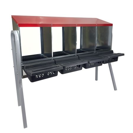 Гнездо для кур несушек 4 секции, на ножках, с яйцесборником