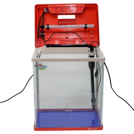 Аквариум Boyu HG-300 панорамный 22 л, LED освещение, дисплей, фильтры, красный