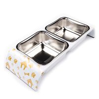 Миска двойная, 30x12x4.5 см, 300+300 мл, домик, белый Миска двойная, 30x12x4.5 см, 300+300 мл, домик, белый