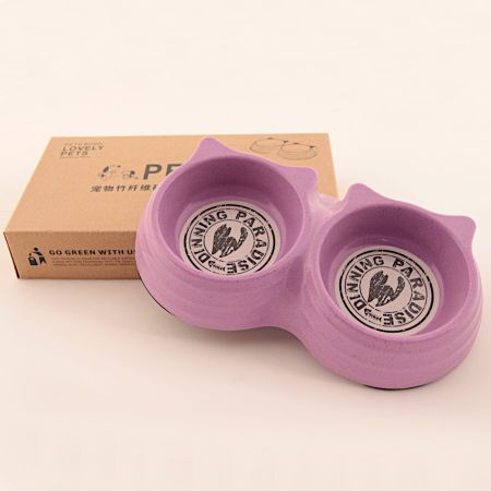 Миска двойная, 23x12.5x4 см, 150+150 мл, розовый