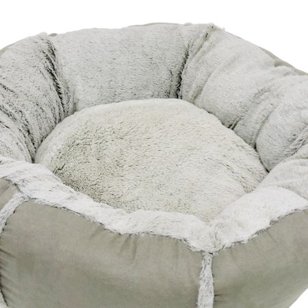 Лежак подушка Pet Choice для собак и кошек, круглый 76х76х15 см, меховой, серый